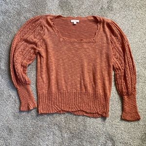 Lauren Conrad light orange square neck sweater